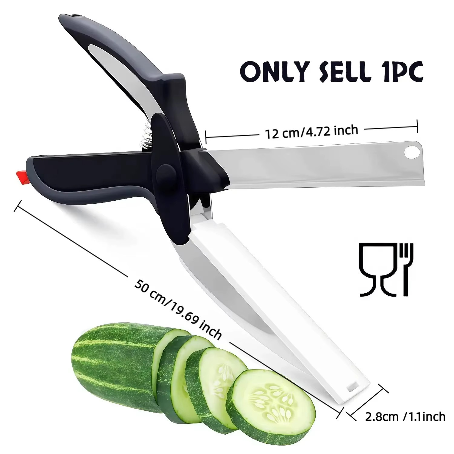 2-in-1 Food Cutter Scissors, Kitchen Food Scissors Slicer Smart Cutter