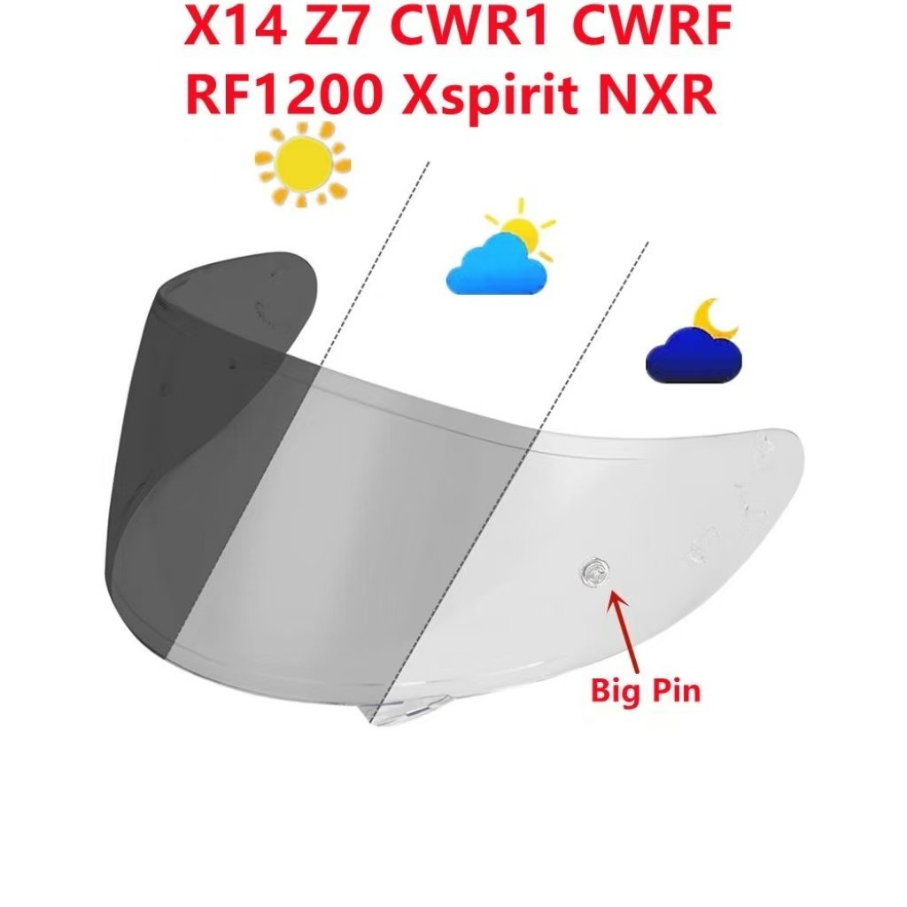 Photochromic Visor Clear to Dark Smoke Fit X14 CWR-F Anti-UV Lens