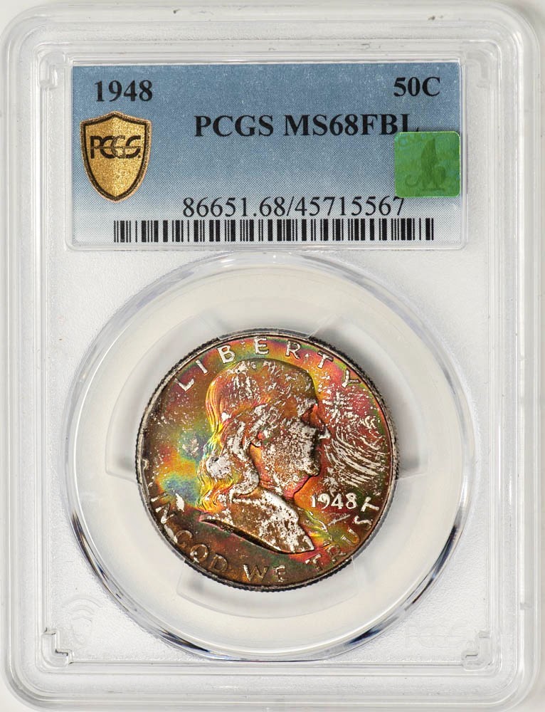 1948 Franklin Half 50c MS68 FBL Color Secure PCGS ~ CMQ 948912-1
