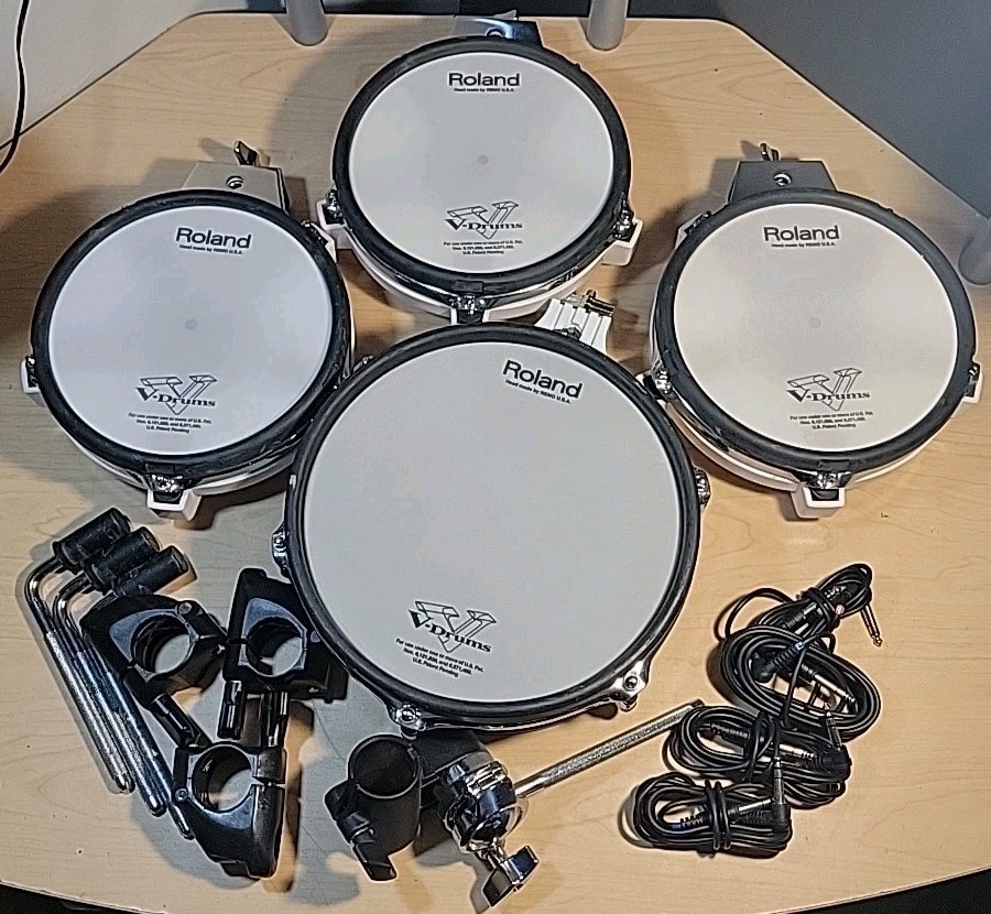 Roland 4 pack -(1) PD-105 & (3) PD-85 Wt W/ Clamps, Cables & Rods pd 105 85 #2V2