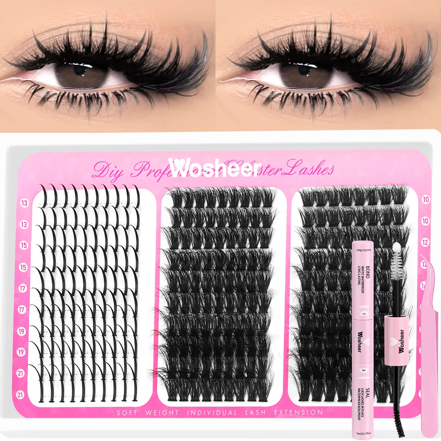 Spikes Lash Clusters Kit Volume Individual Manga Eyelashes DIY Eyelash E
