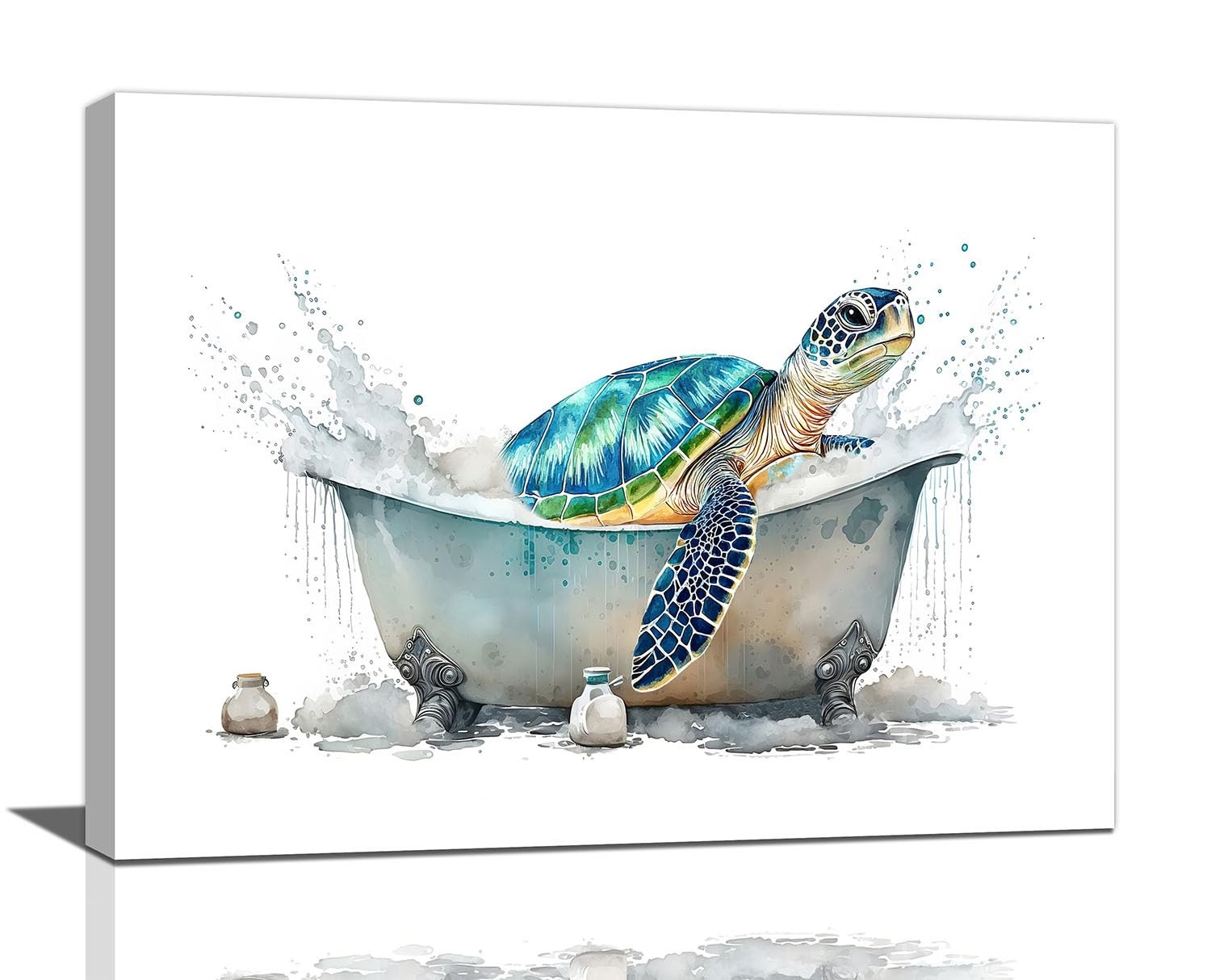 Sea Turtle Bathroom Decor Wall Art Funny Bathtub 16"L x 12"W,
