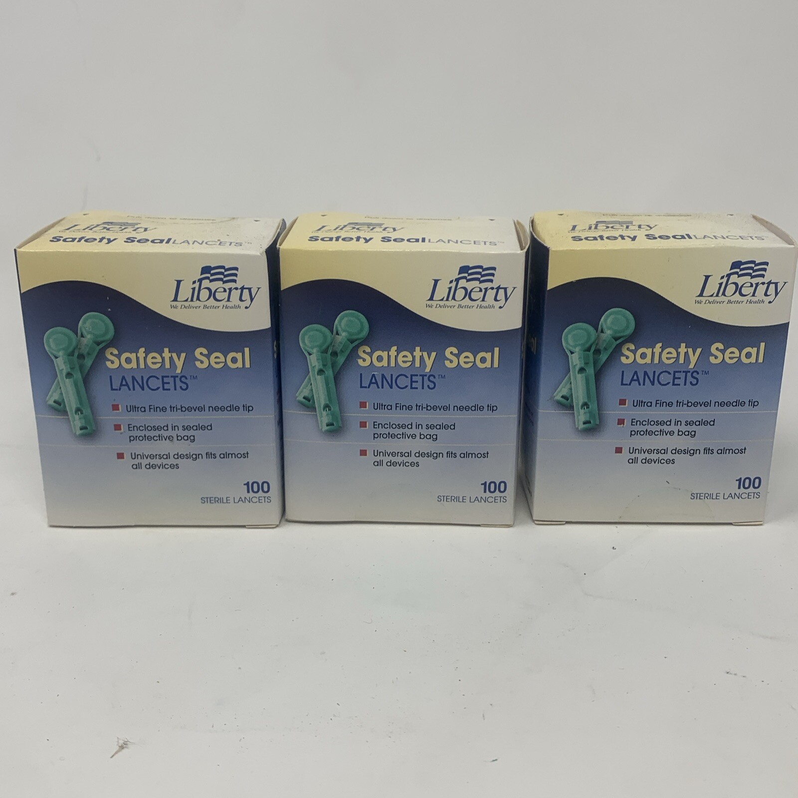 Liberty Safety Seal Lancets 3 x 100 300 Total/Lot of 3 boxes New Sealed