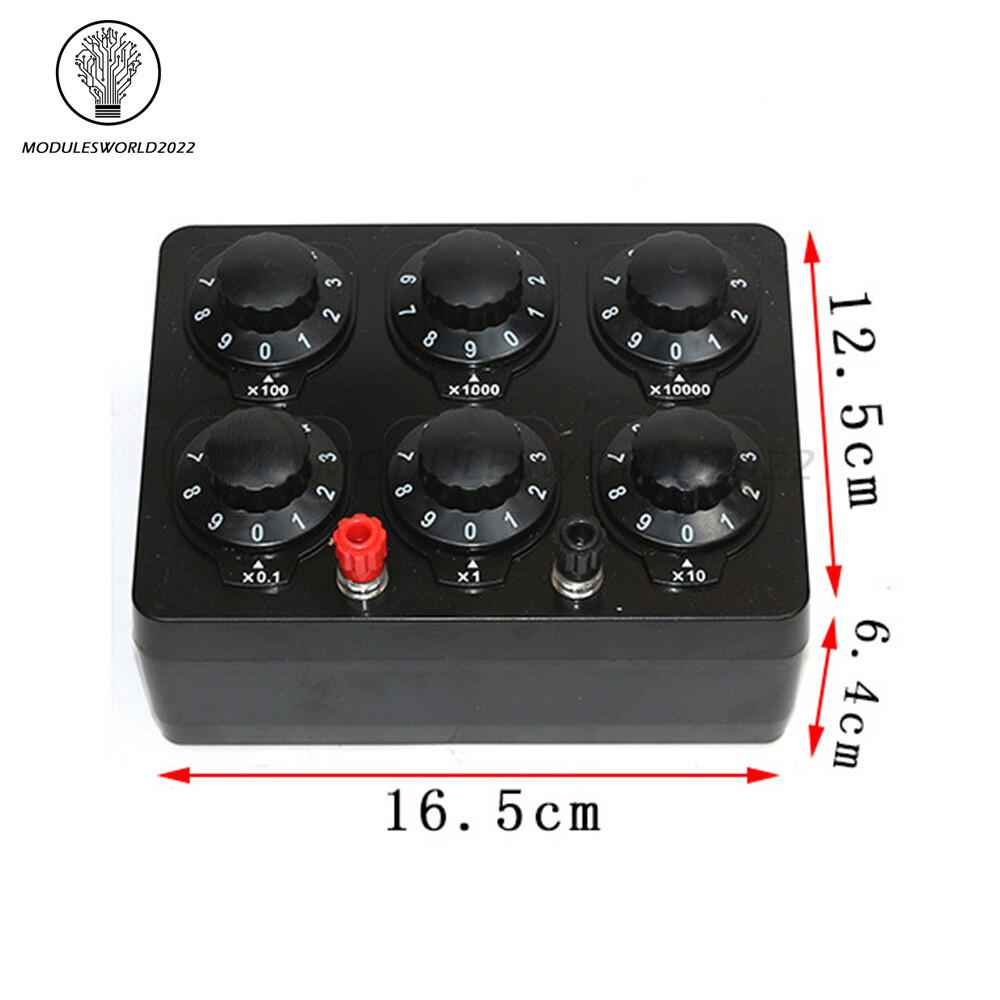 0-99999Ohm 6knobs Simple Resistance Box Resistor Electricity Teaching Instrument