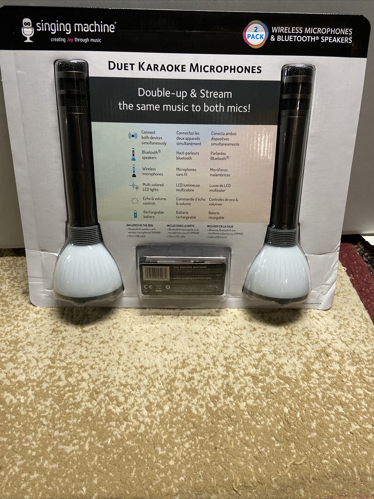 2 Pack Singing Machine Duet Karaoke Microphones Wireless Bluetooth Speakers