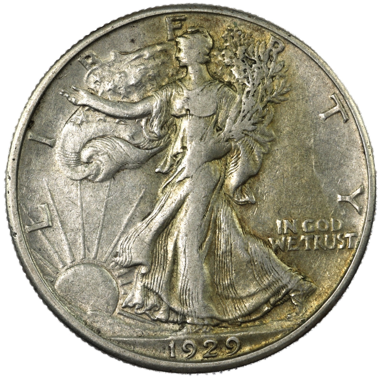 1929-D AU Walking Liberty Half Dollar 50C Silver Almost Uncirculated AU Details