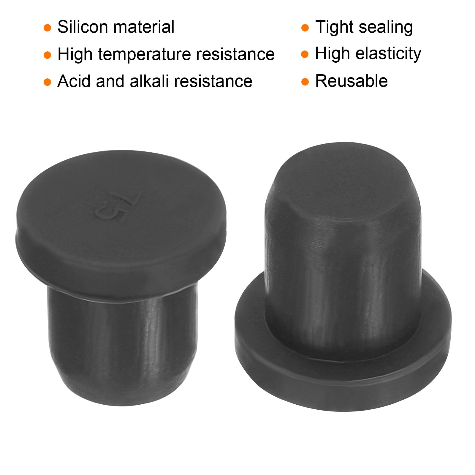 20 Pack High Temp Silicone Plug T Shaped Solid Silicon Stopper Black 10x8x7.5mm