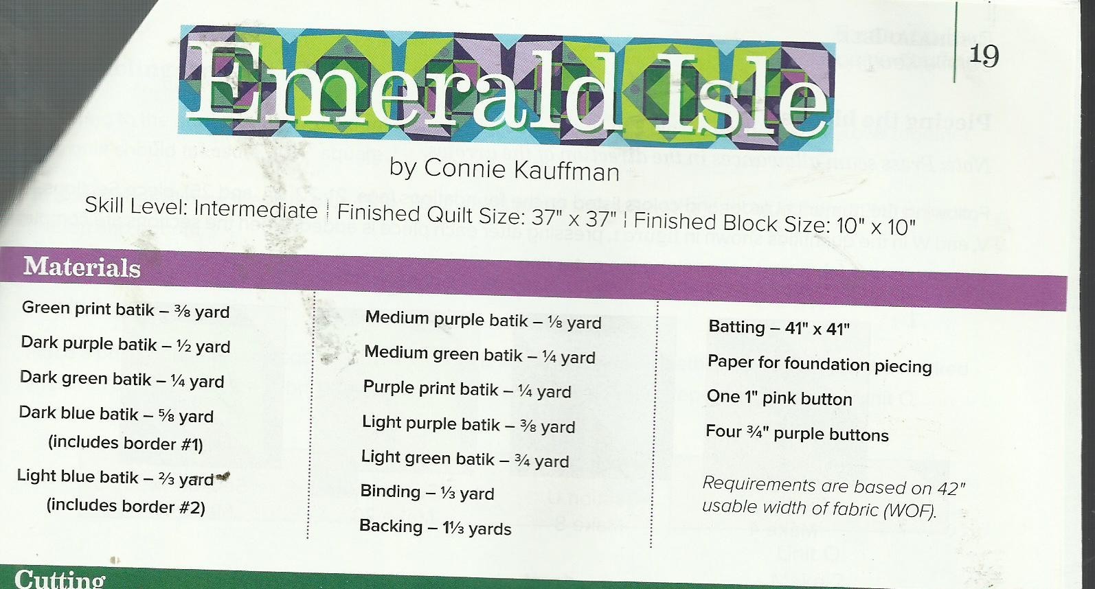 E0611 EMERALD ISLE QUILT PATTERN/INSTRUCTIONS