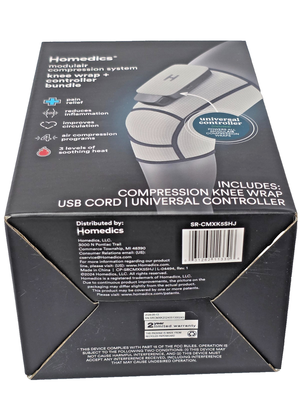 Homedics Modulair Compression System Knee Wrap Controller Bundle Pain Relief New