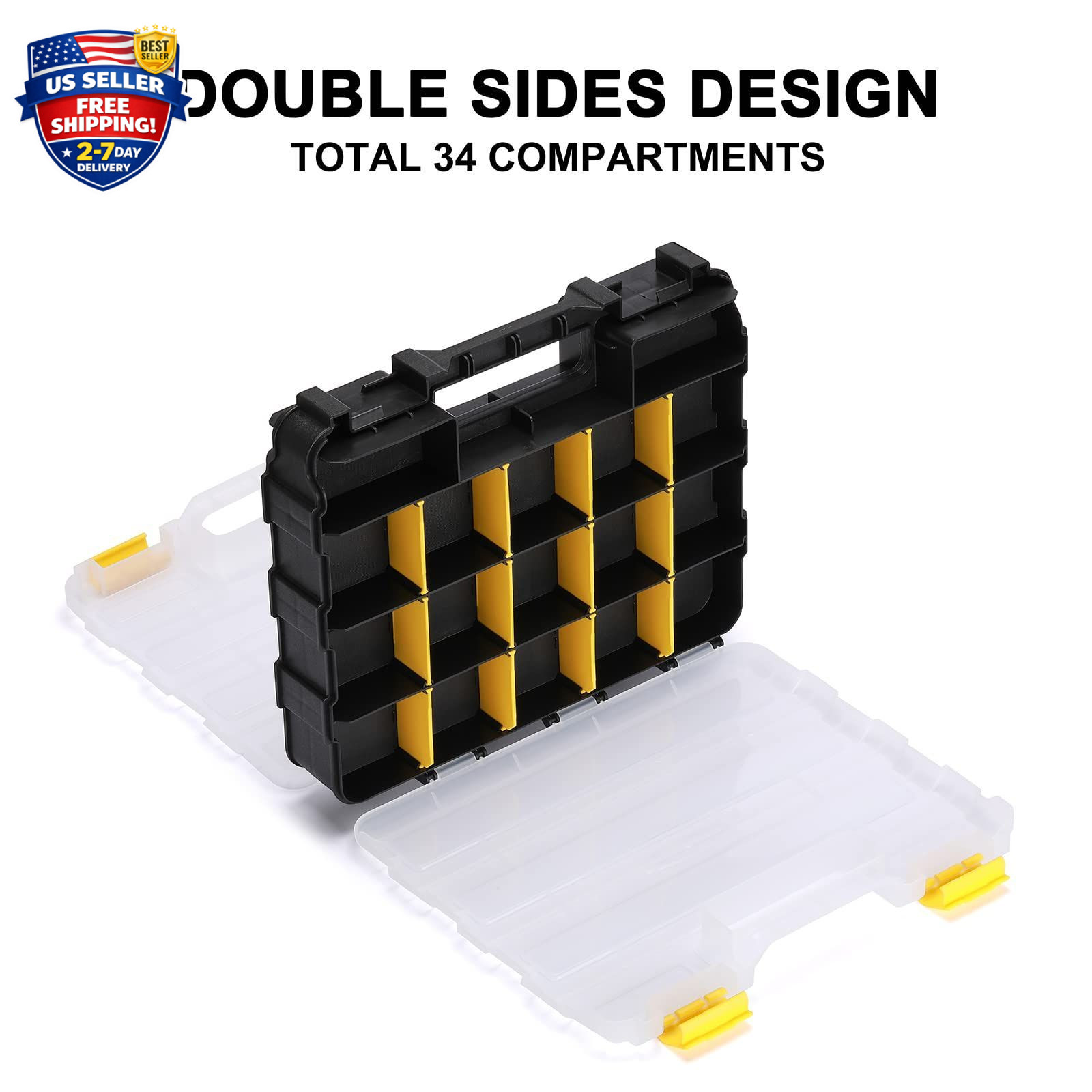 Double Side Tools Organizer, Customizable Removable Plastic Dividers, Hardware..