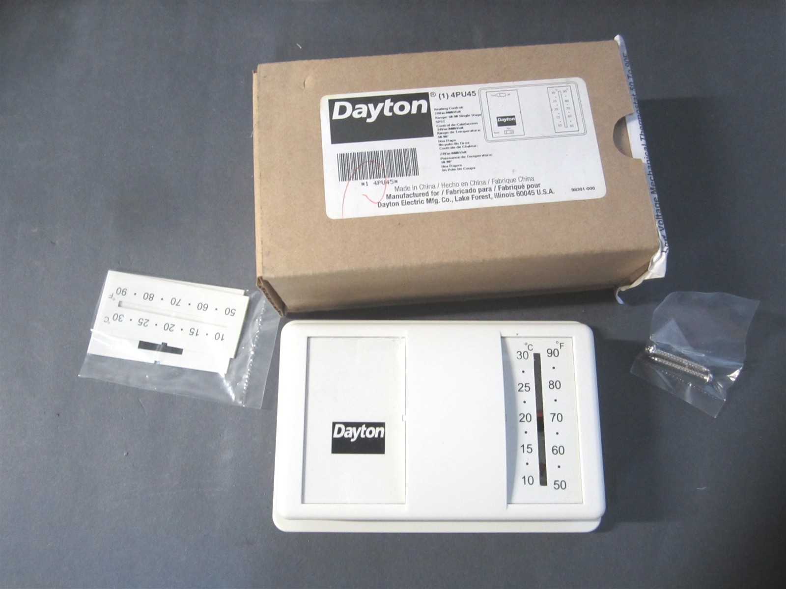 50 To 90F White Horizontal Or Vertical Mount Low Voltage Mechanical Thermostat