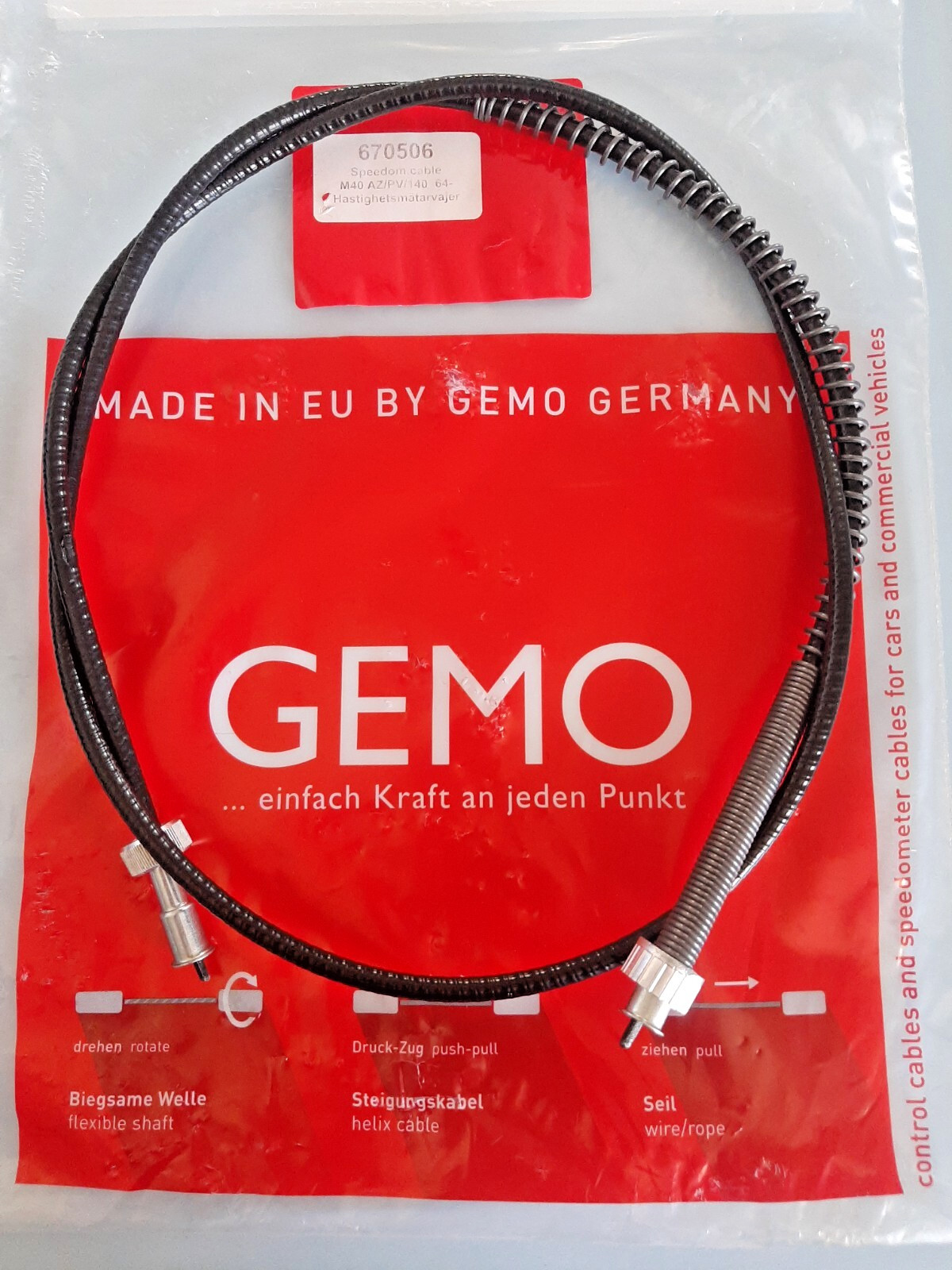 Volvo 122S, 142, 144, 145, 164 - 64-75   Speedometer Cable W/O Overdrive