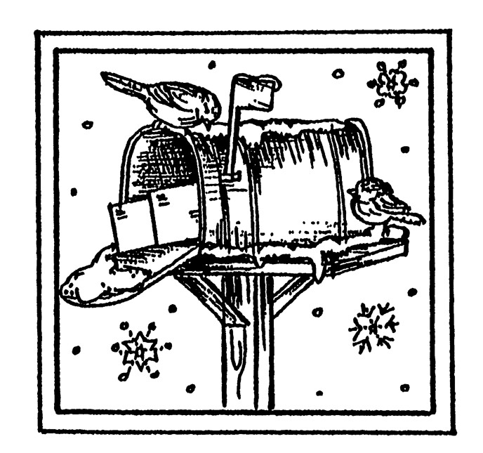 Winter Chickadees on Mailbox  NORTHWOODS Wood Mounted Rubber Stamp NEW C10534