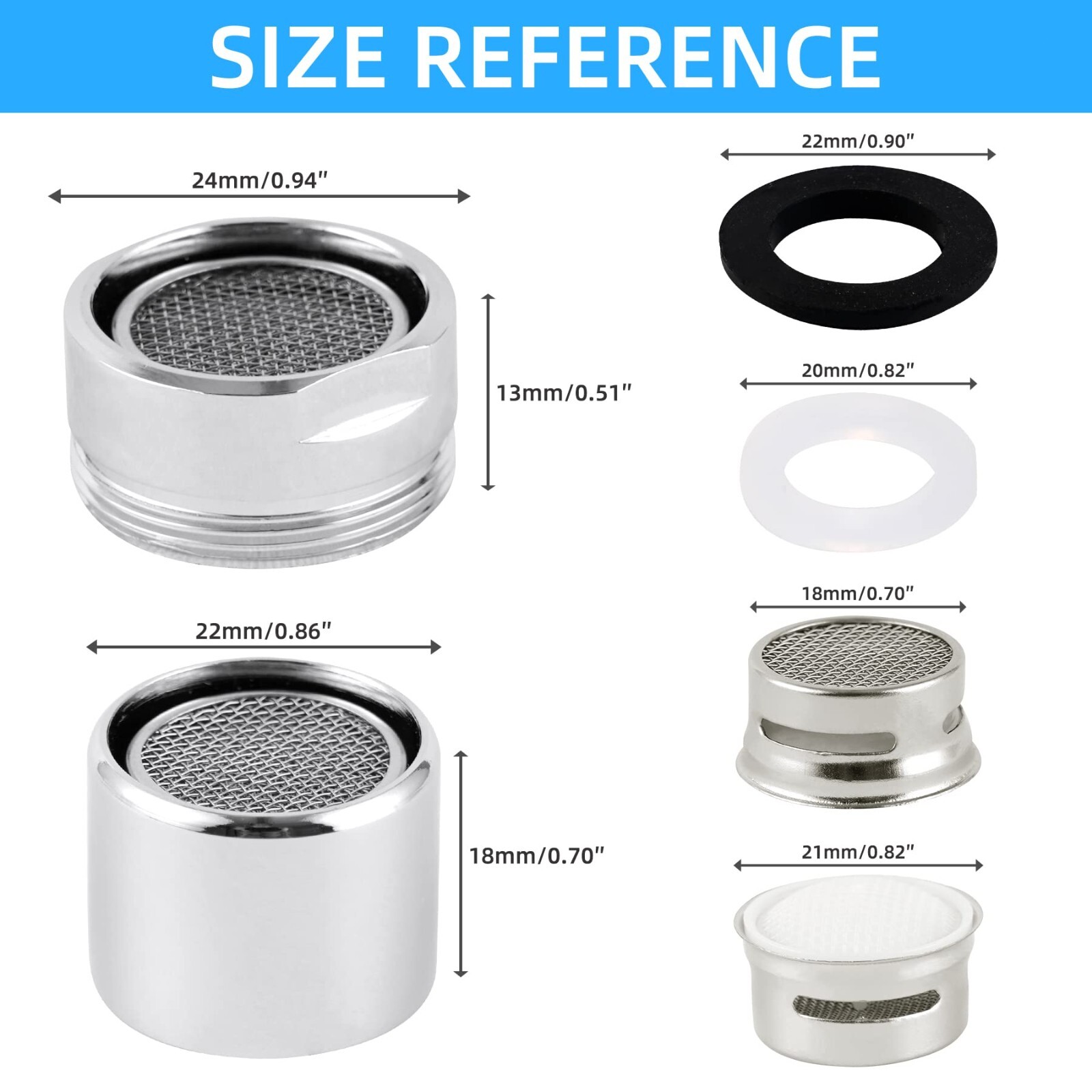 4 PCS Faucet Aerator, Kitchen Sink Aerator Faucet Filter with Solid Brass Shell