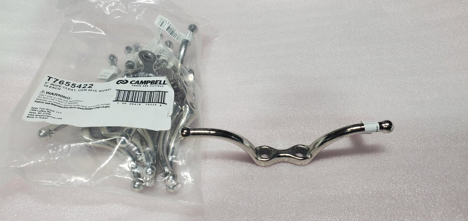 Lot 10 T7655422 Campbell Cleat, Awning Cleat for Rope, 6" Inch, Nickel