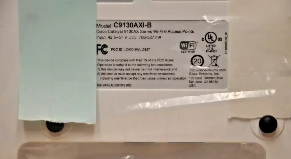 Cisco Catalyst C9130AXI-B EDU Wireless Access Point ONLY NO BRACKET NEW OPEN BOX