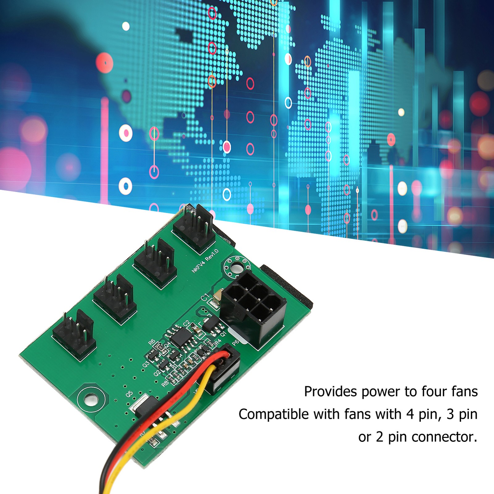 PC Fan Speed Controller DC 12V PWM 4 Way 11.8in Cable Easy Installation PC