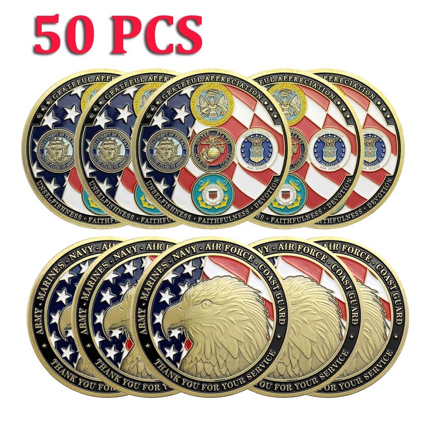 50PCS Challenge Coin US Military Family Thank You For Your Service Commemorative
