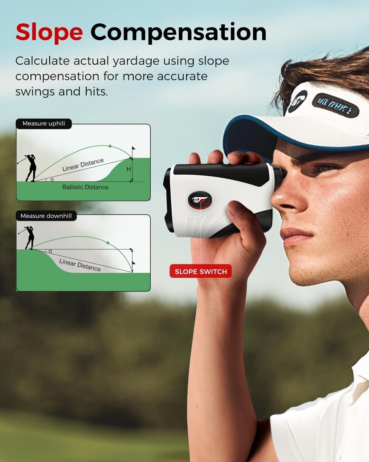 Precision Golf Laser Rangefinder with Slope - 1200 Yards & 7X Magnification