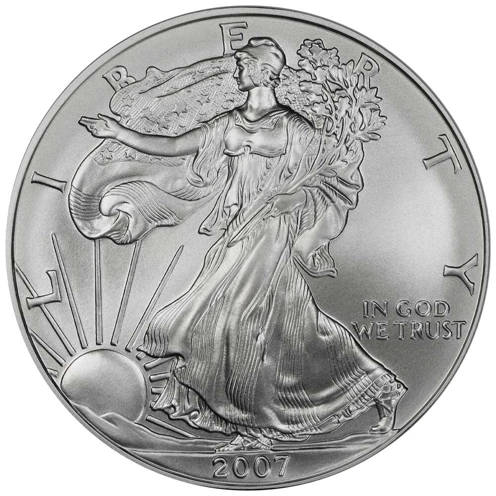 2007-W Burnished $1 American Silver Eagle Box, OGP & COA