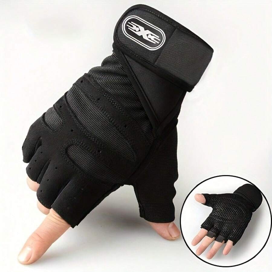 1 Pair Unisex Half Finger Fitness Gloves Sports Gym Workout And Outdoor Training