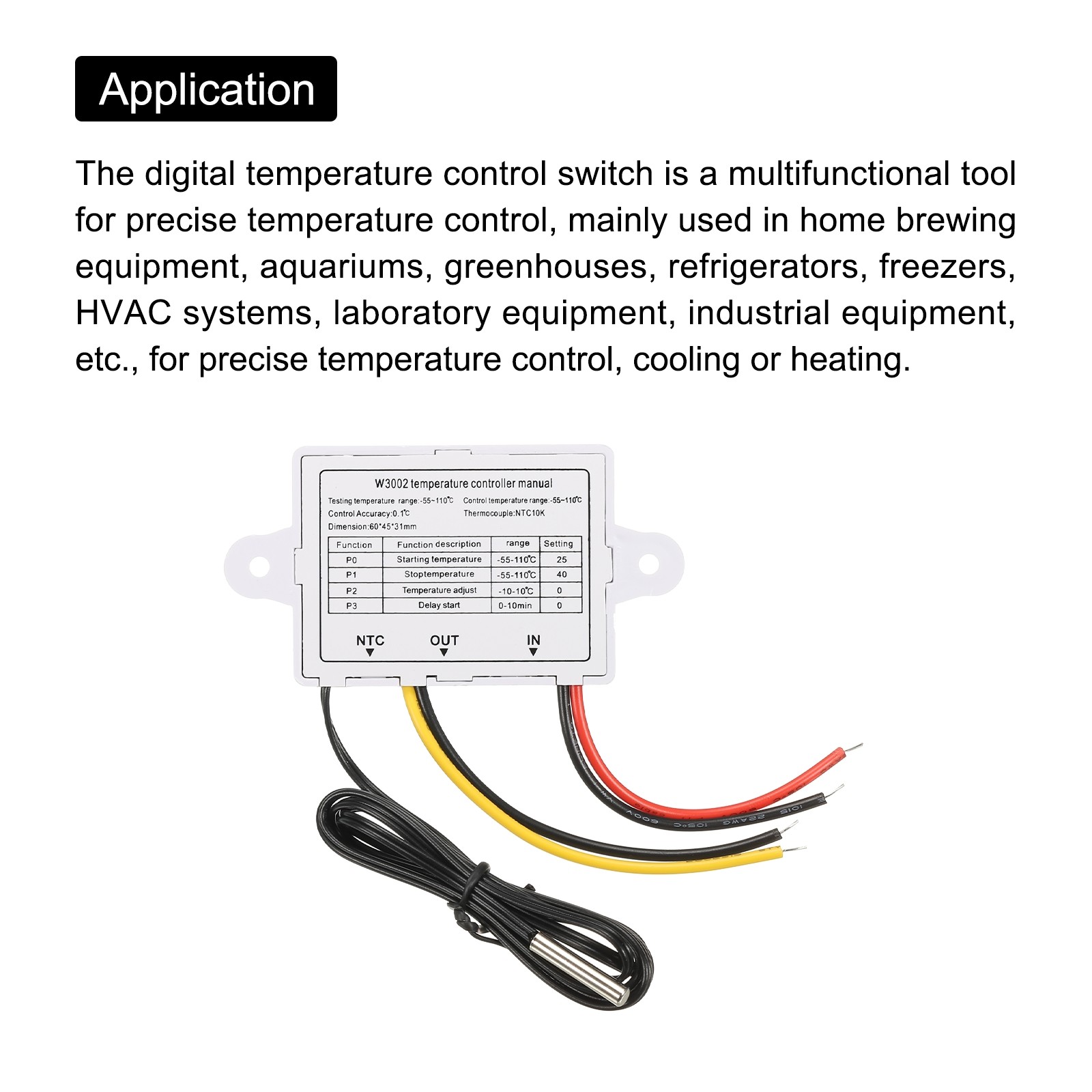 2 Pack XH-W3002 10A DC 12V Digital LED Temperature Controller