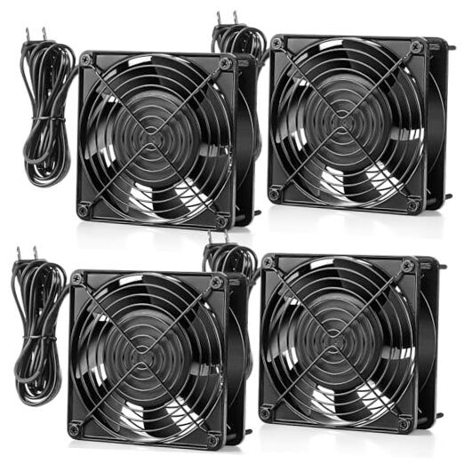 Pack 120V AC Fans Muffin Fan Waterproof18W 2850RPM 90CFM Life 50000 120mm 4