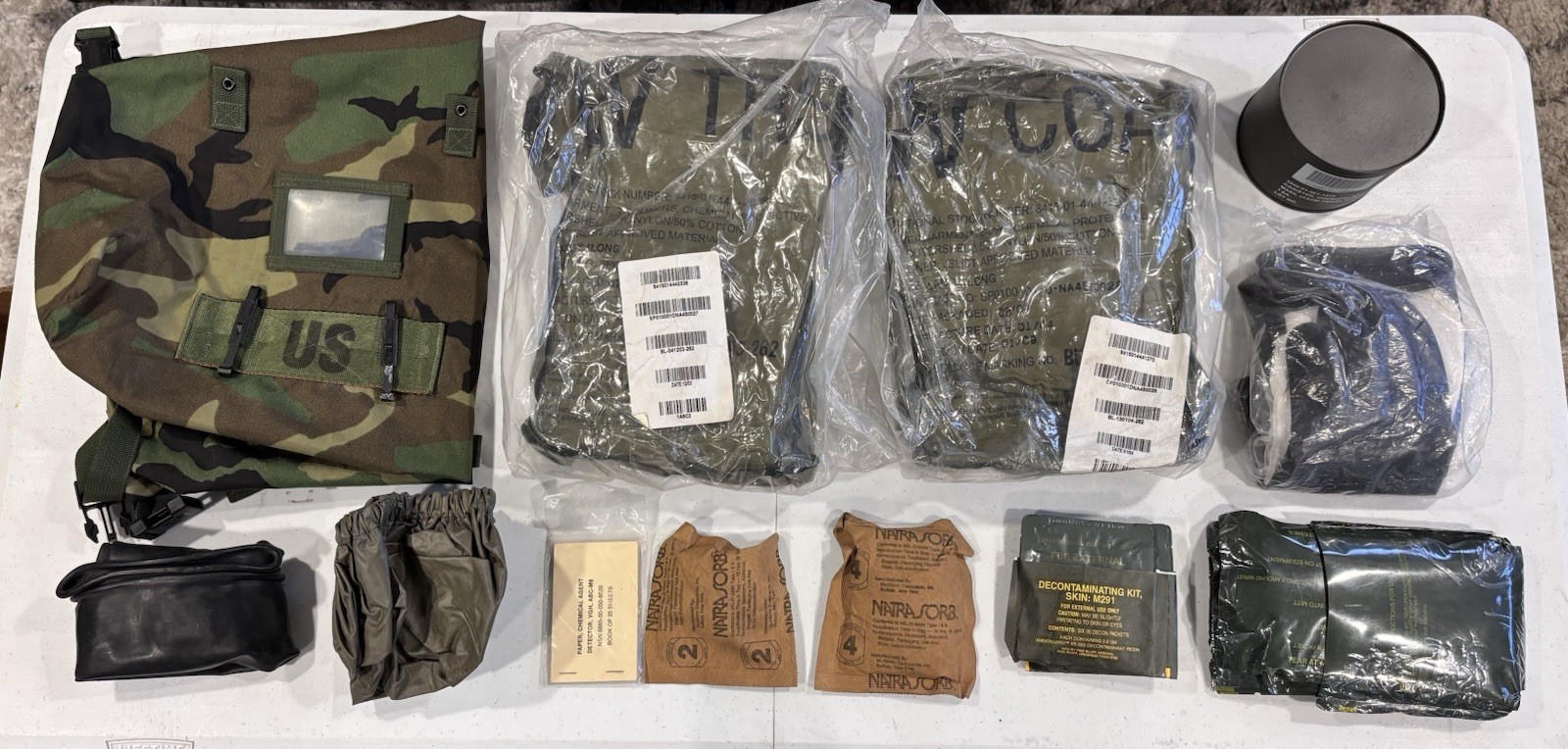 Military Issue BDU Woodland Camouflage CPOG Chemical Suit Gear Sack Bag A227