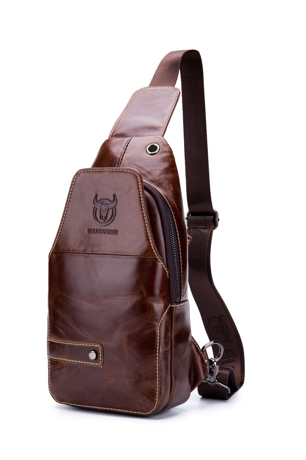 Sling Bag Men Leather, Chest Bag Crossbody Shoulder Business Backpack Outdoor
