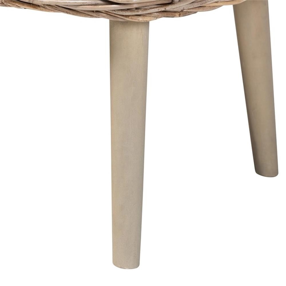 bali & pari Raisa Natural Kubu Rattan and Gray Acacia Wood Accent Bench