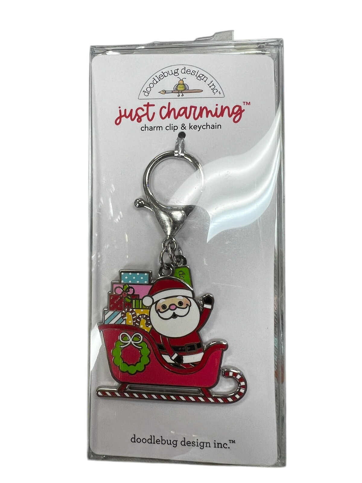 Doodlebug Just Charming Charm Clip & Keychain-Here Comes Santa Claus