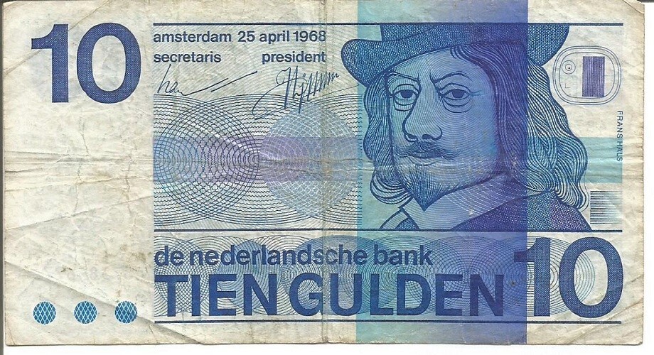 NETHERLANDS 10 GULDEN 25/04/1968