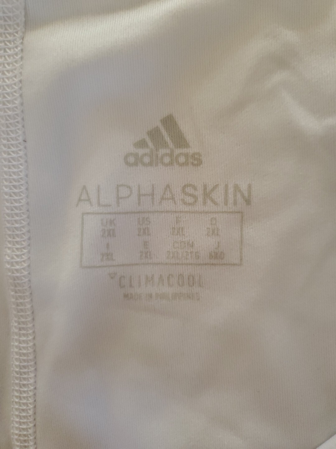 Adidas Alphaskin CD7189 White 2XL Base Layer Pants Performance Layer
