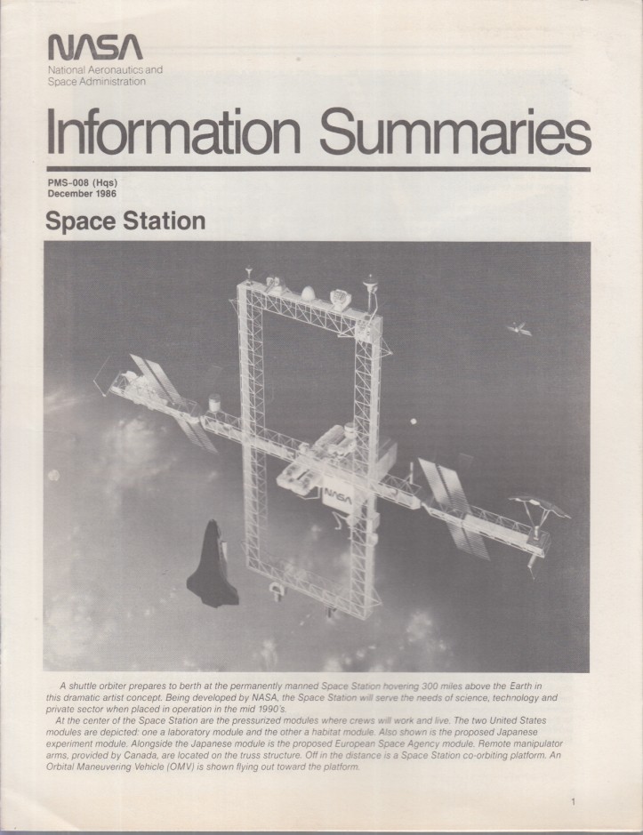 NASA Information Summaries 12 1986 PMS-008 (Hqs): Space Station