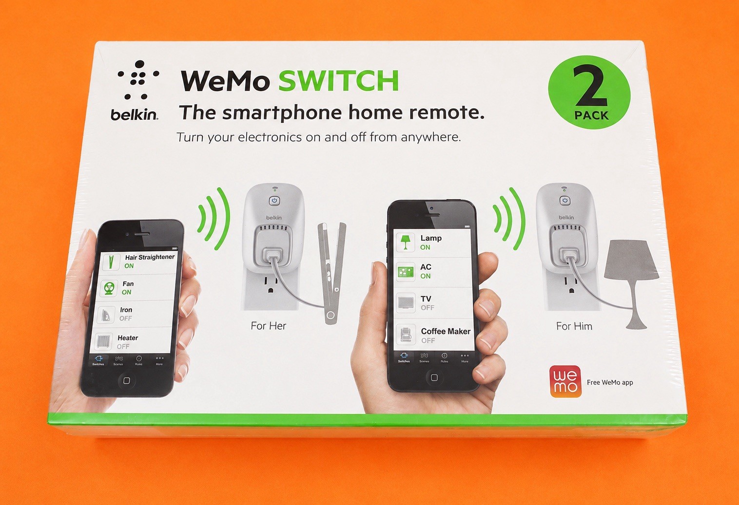 BELKIN WeMo Switch Wireless WiFi 2 Pack Smartphone Home Remote System -Brand New