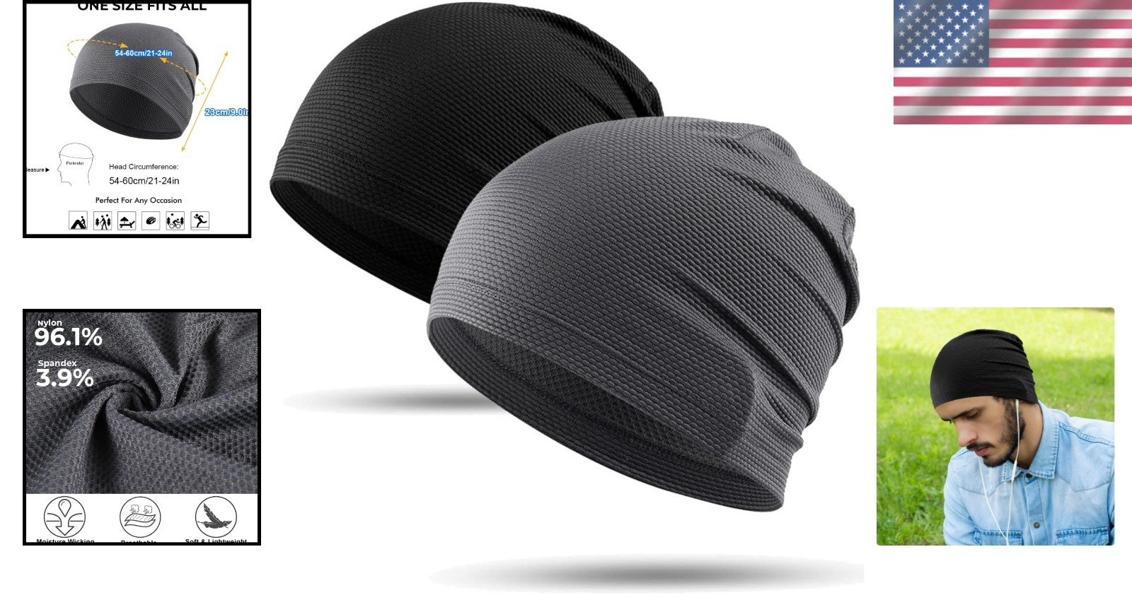 Versatile 3D Mesh Skull Caps for Gym & Outdoor - 2 Pack for Active Styles