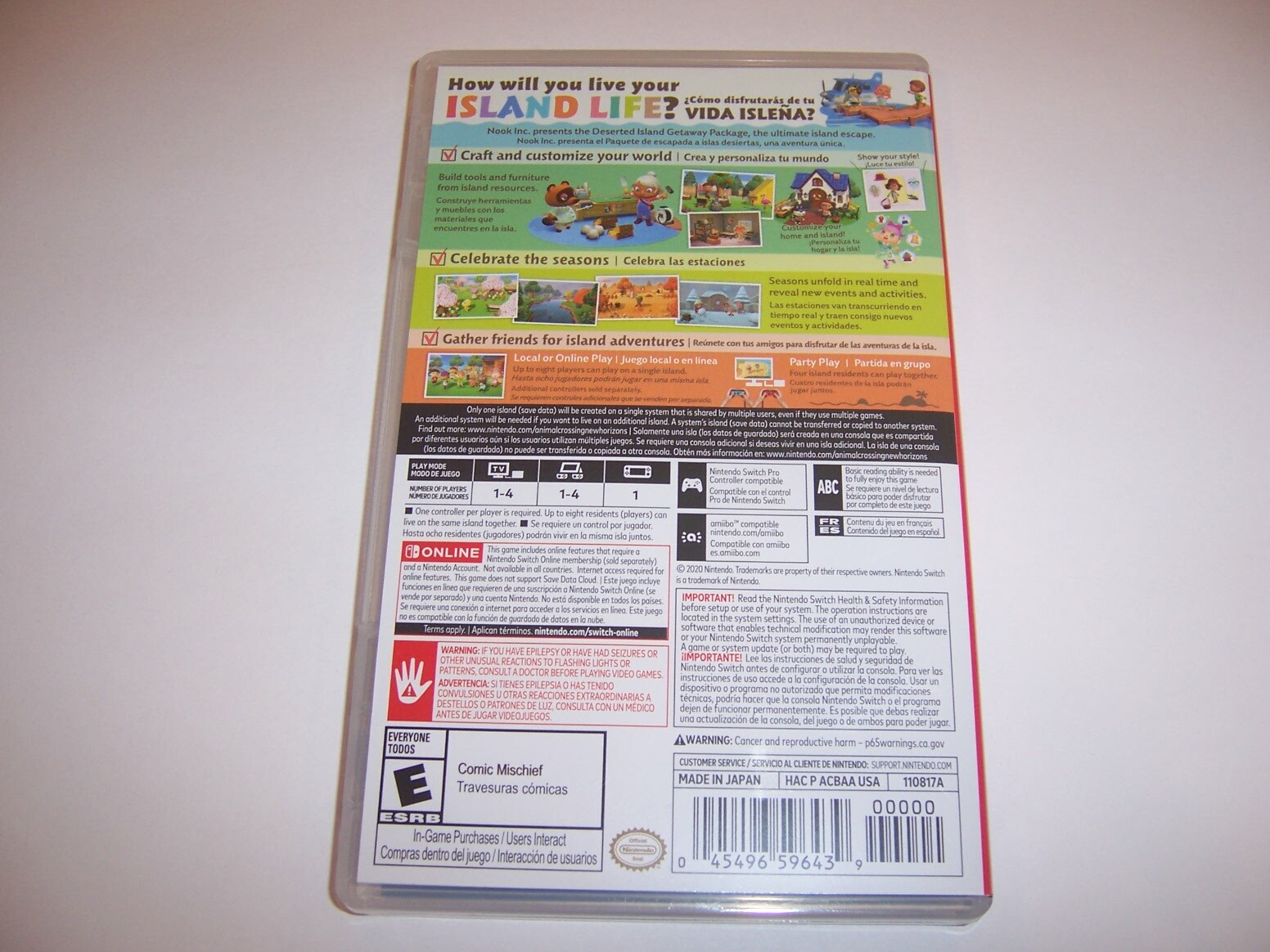 Replacement Case for New Horizons Animal Crossing Nintendo Switch Box Authentic