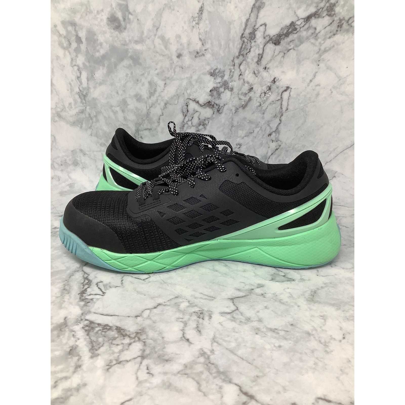 Reebok Size 10M Black/Seafoam Green Nanoflex TR Work Athletic Work Shoes D12-2