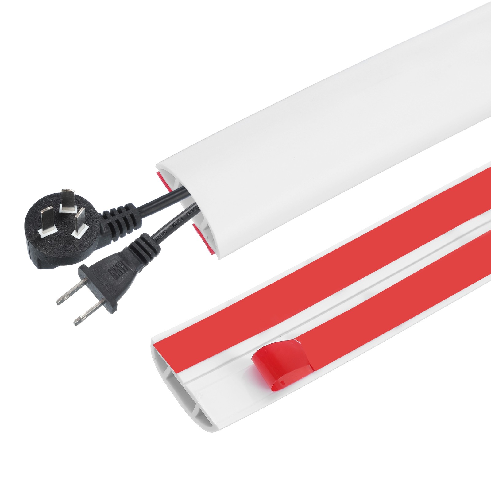 3.3FT Floor Cord Cover, 0.43" W x 0.28" H Cord Hider, White