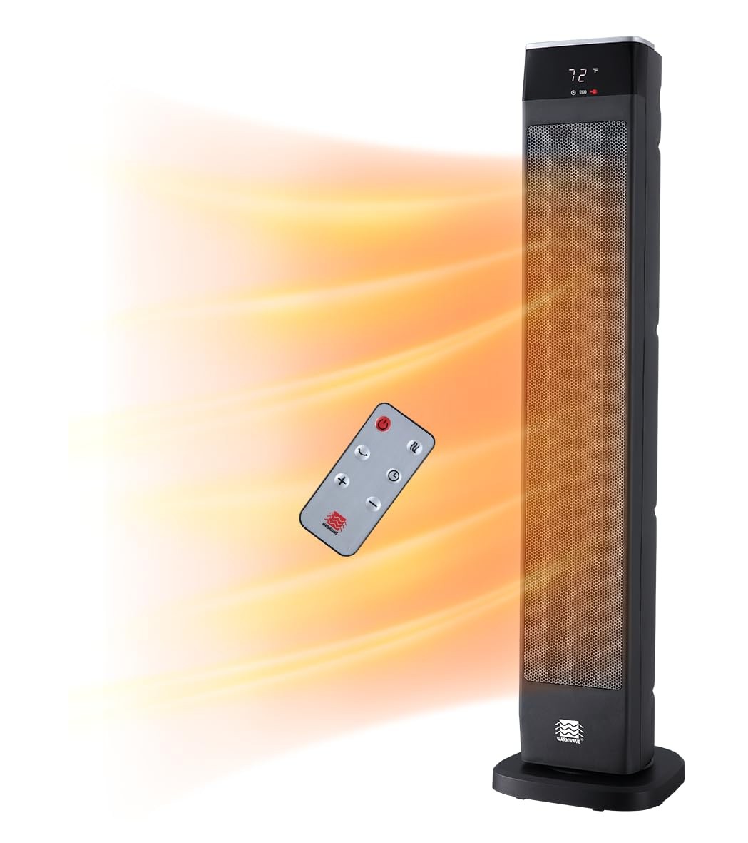 Deluxe Digital 30" Oscillating Ceramic Tower Space Heater with 30", Black