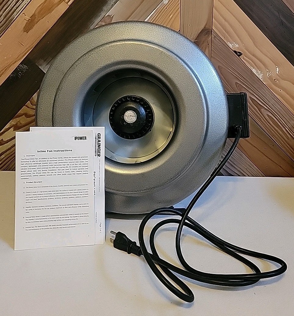 IPower 12" Inline Fan 1060 CFM. Used 1 Day W/Original Shipping Box.