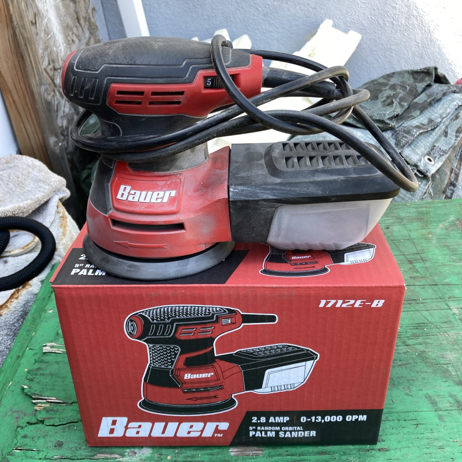 Bauer Random Orbit Palm Sander – 5" 2.8 Amp Industrial Fan-Cooled Motor