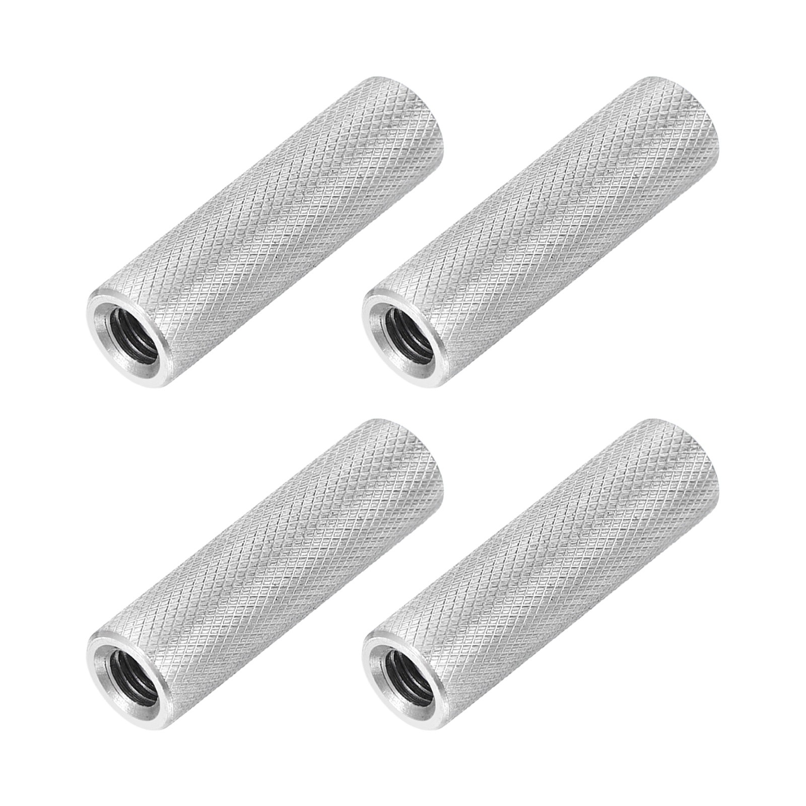 M6 4 Pack 304 Stainless Steel Round Knurled Connector Nuts,0.39"OD x 1.38"H