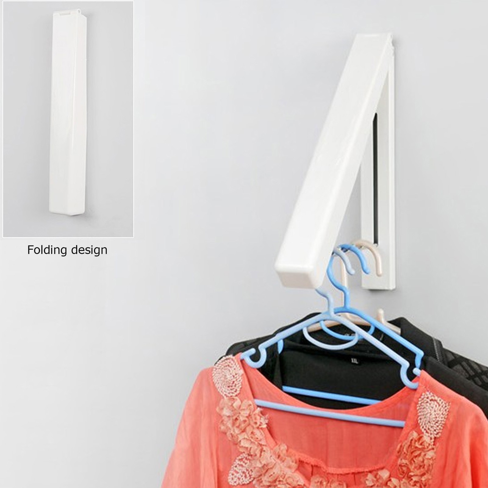 Wall Mounted Folding Retractable Clothes Hanger Multifunctional Drying Rack For