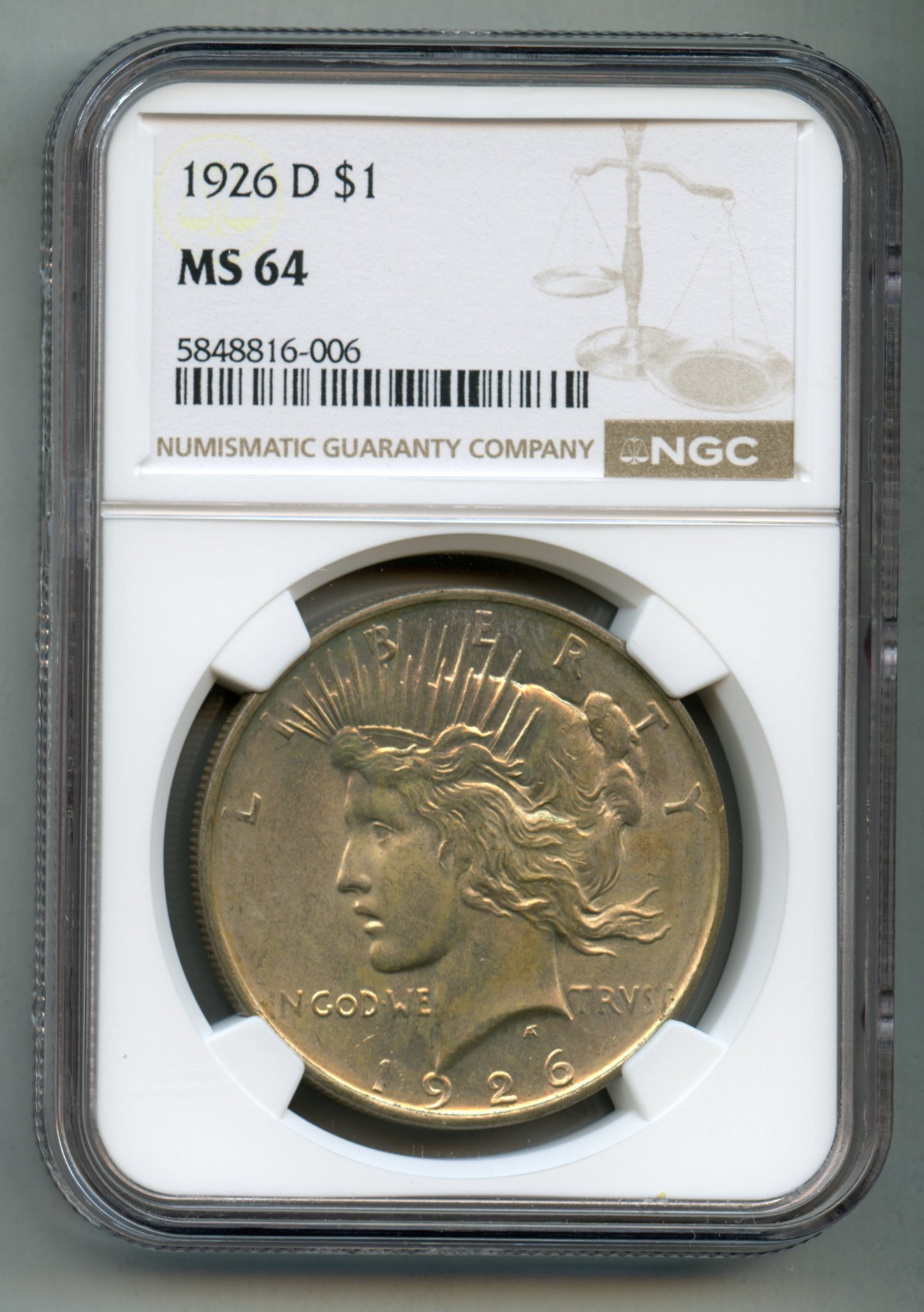 1926 D Peace Silver Dollar NGC MS 64