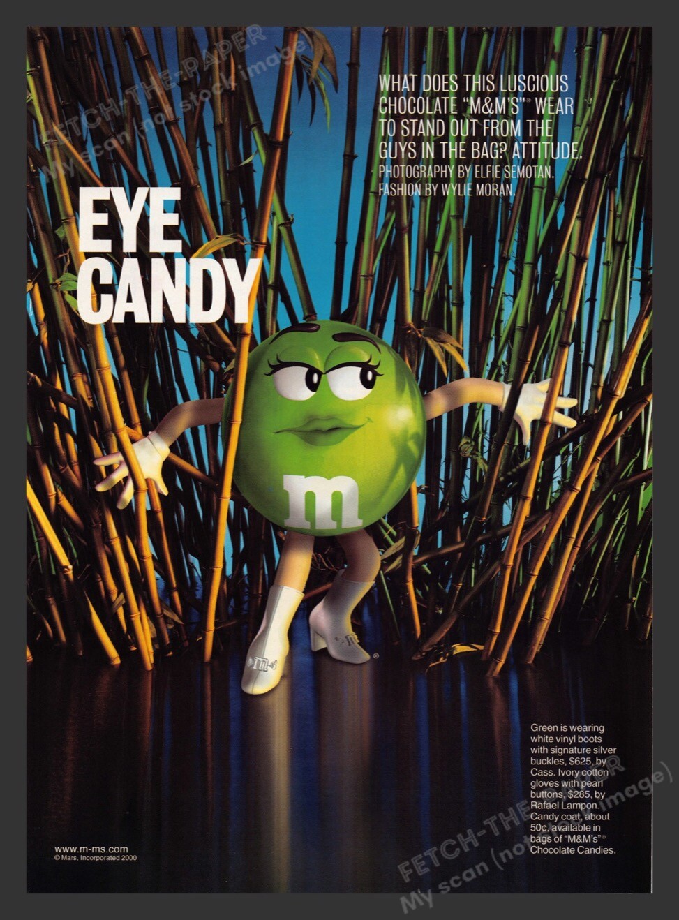 M&M's Green Girl "Eye Candy" 2000s Print Advertisement Ad 2000