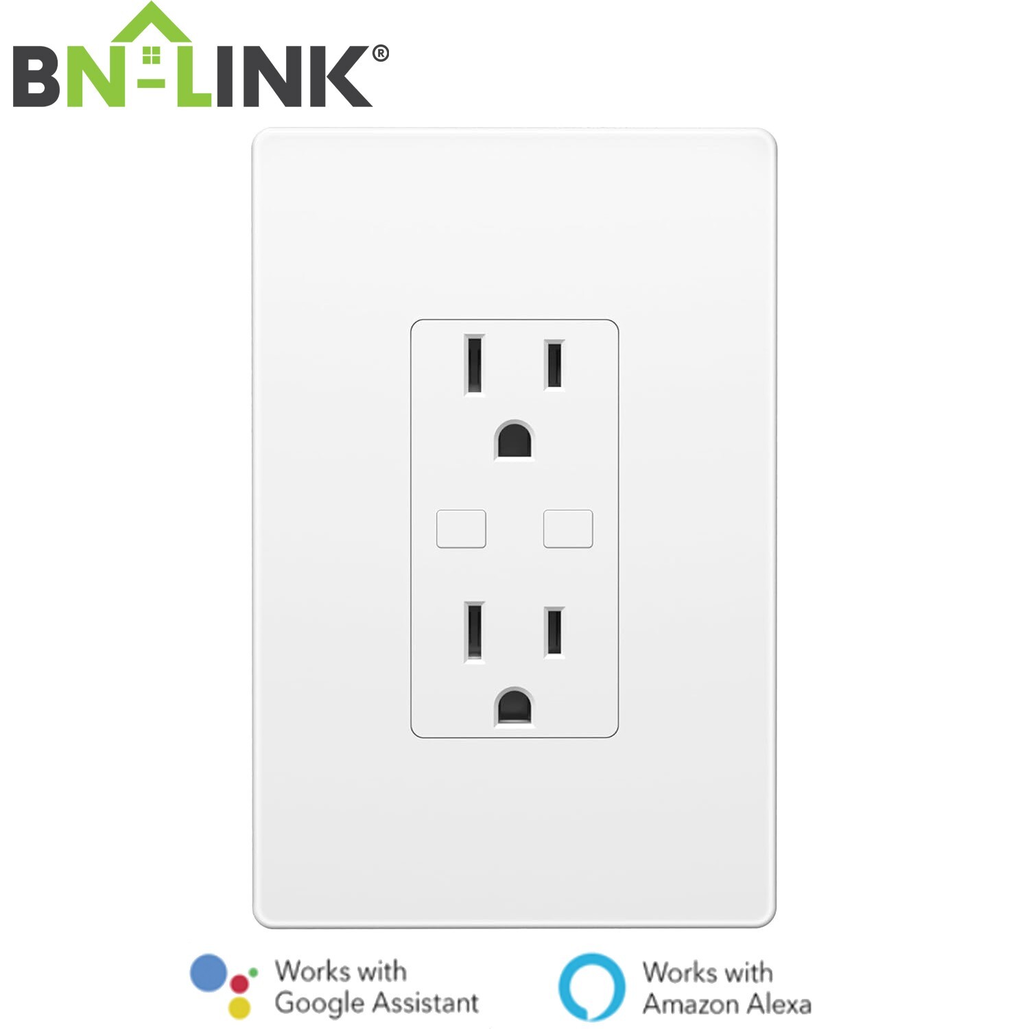 BN-LINK Smart Wi-Fi in-Wall Outlet Plug With 2 Independently Controlled Sockets