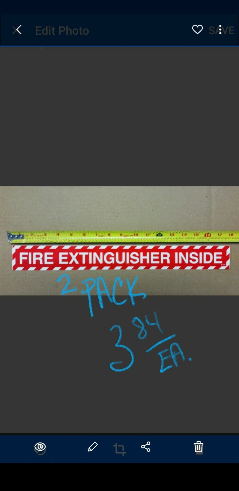 🤡🔥🧯  2 pack  FIRE EXTINGUISHER INSIDE  VINYL SIGN- SELF-ADHESIVE 18" X 2"