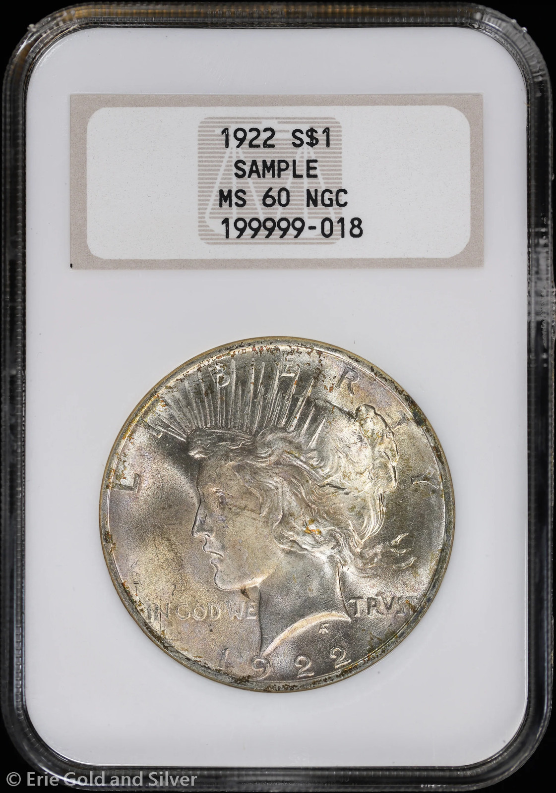 1922-P $1 Peace Silver Dollar NGC MS 60 | Sample Fatty Holder Uncirculated UNC
