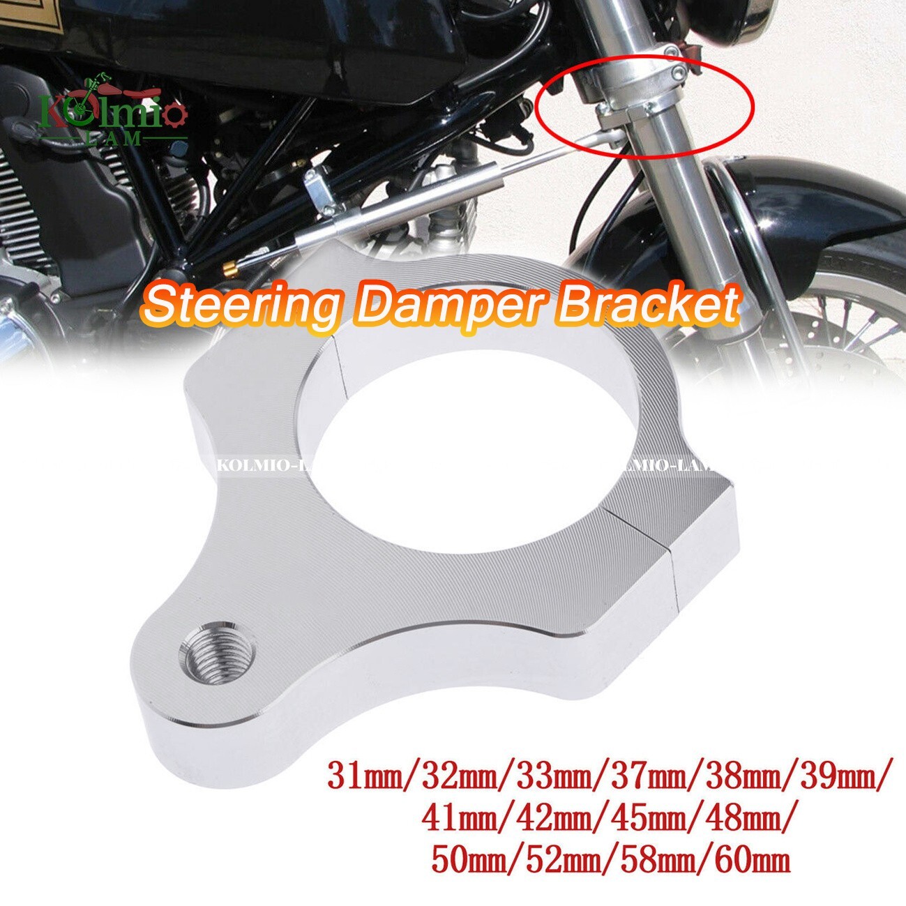 Universal Motorcycle Aluminium Steering Damper Fork Frame Mounting Clamp Bracket